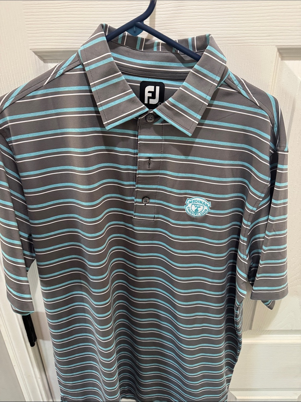FootJoy Teal and Gray Striped Golf Polo